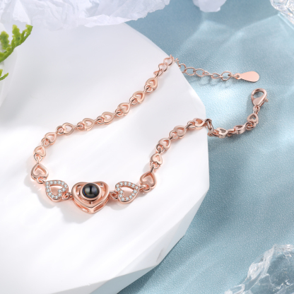 Heart Chain Projection Bracelet Personalised Photo Bracelet Creative Gift for Her Unique Mother's Day Gifts-Jessemade AU