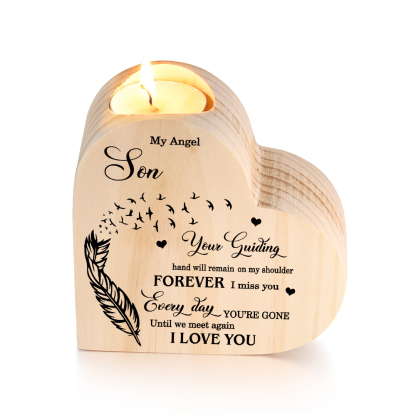 My Angel Son Wooden Heart Candle Holder Memorial Candlesticks "Until we meet again"-Jessemade AU