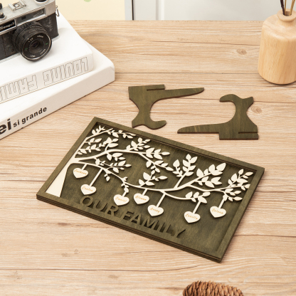 Family Tree Wood Frame Personalised Family Tree Sign Engrave 7 Names Keepsake Gifts-Jessemade AU