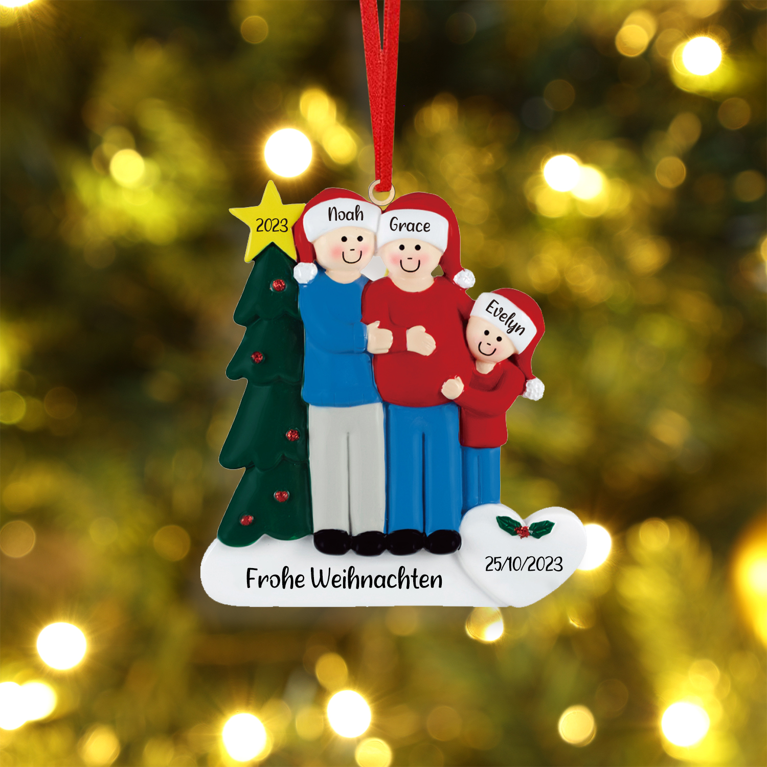 3 Names - Personalised Wooden Christmas Ornaments Customised Text & Date Xmas Decor Gifts for Family Friends-Jessemade AU