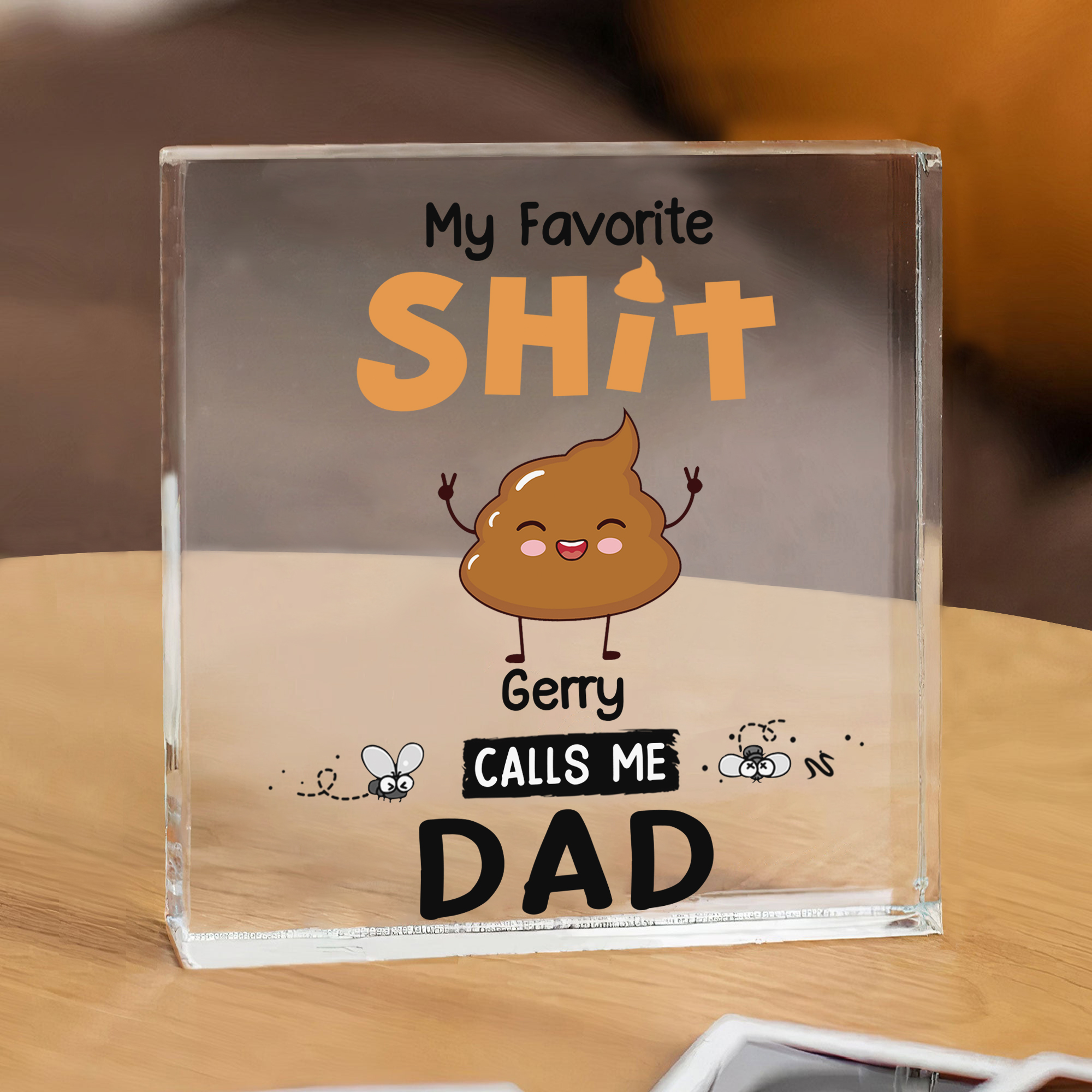 1 Name - Personalised Acrylic Square Keepsake Funny Rectangle Plaque Father's Day Creative Gift for Dad-Jessemade AU