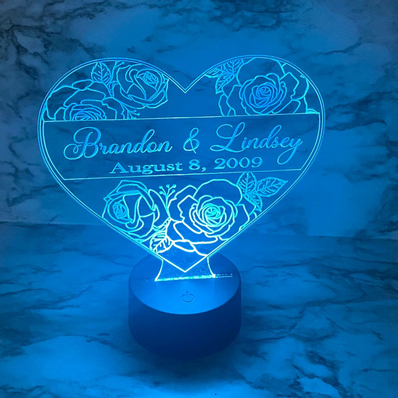 Personalised 7 Colours Changing Night Light Custom Name LED Lamp Gifts For Couple-Jessemade AU
