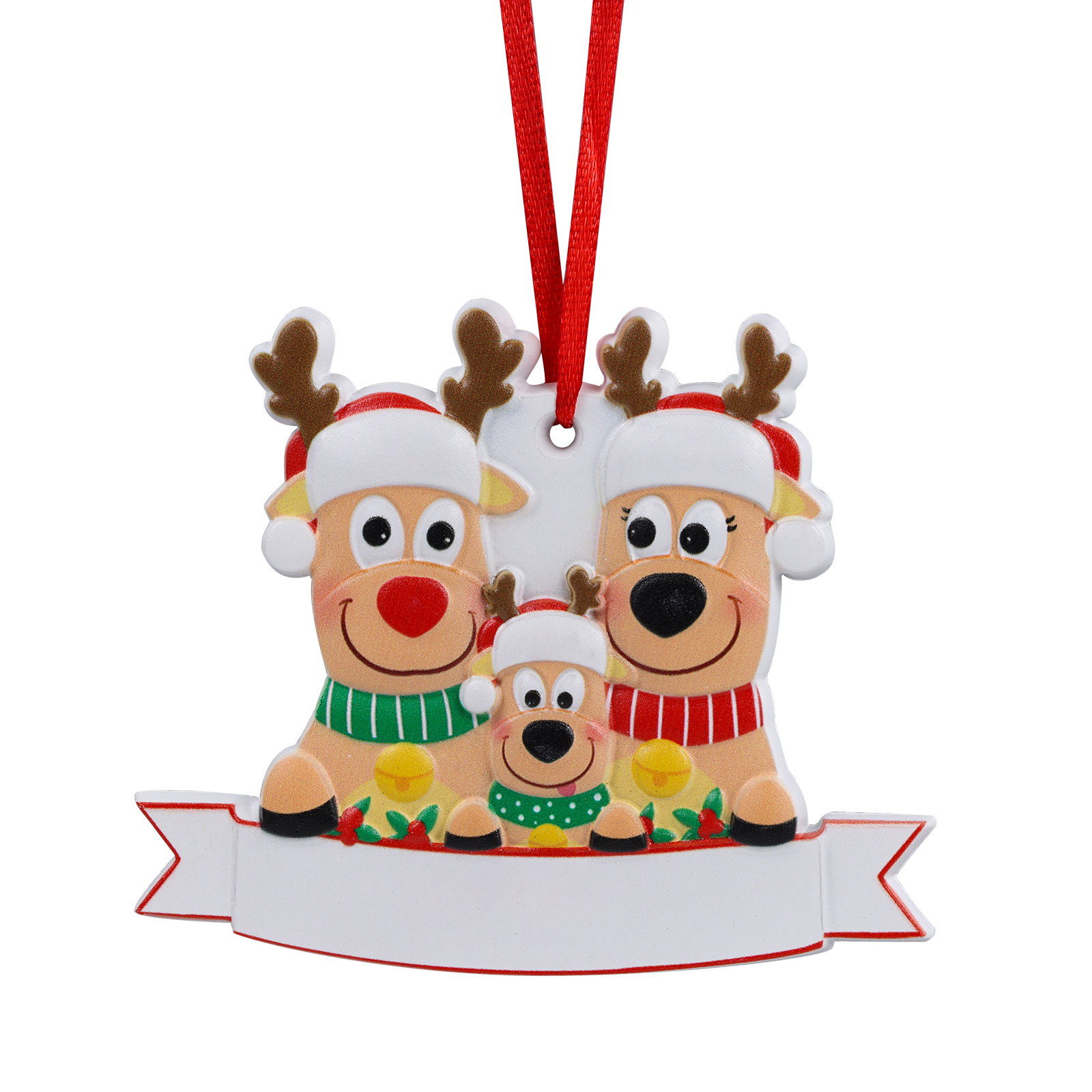 Personalised 3 Names & Text Reindeer Christmas Ornament Resin Christmas Tree Pendant for Family-Jessemade AU