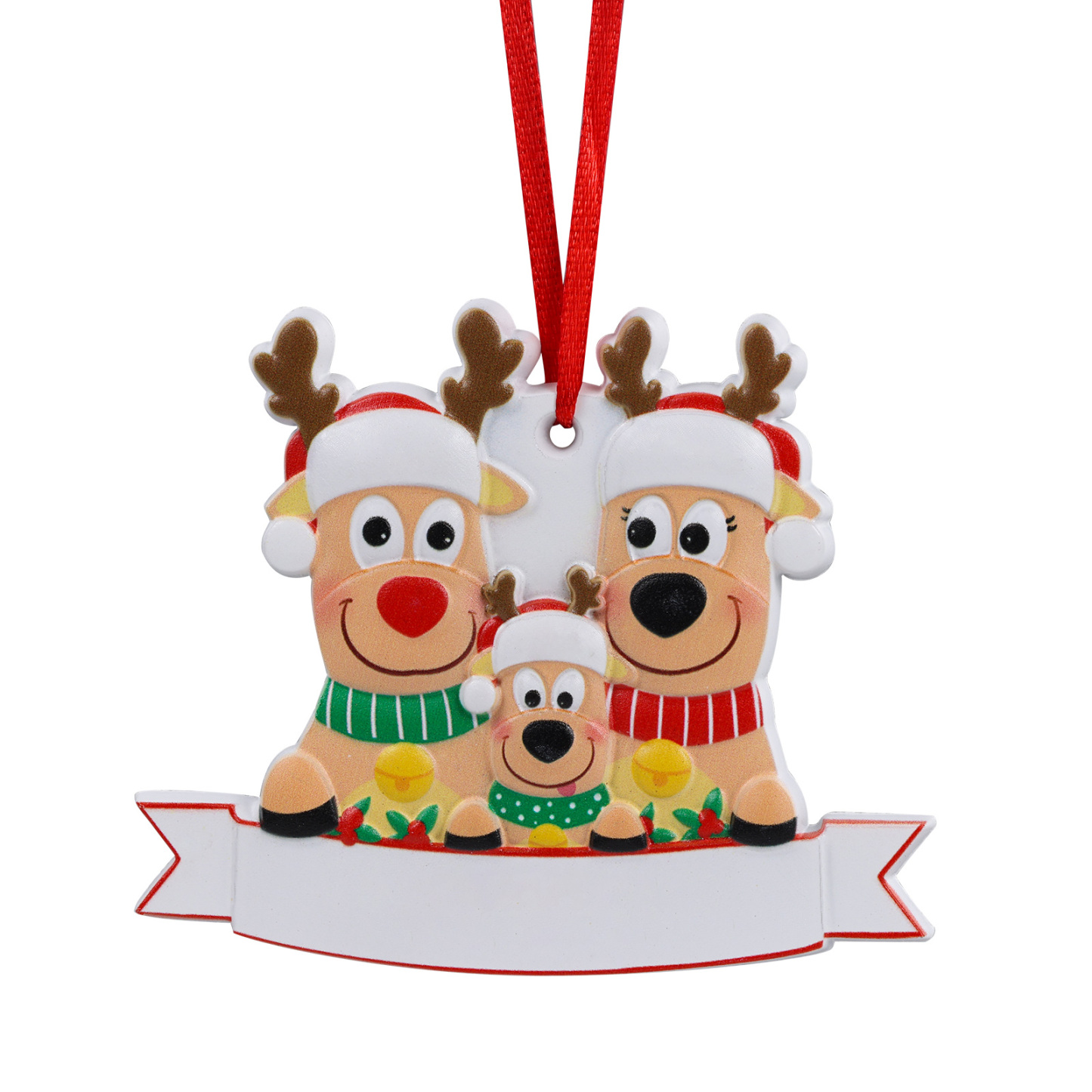 Personalised 3 Names & Text Reindeer Christmas Ornament Resin Christmas Tree Pendant for Family-Jessemade AU