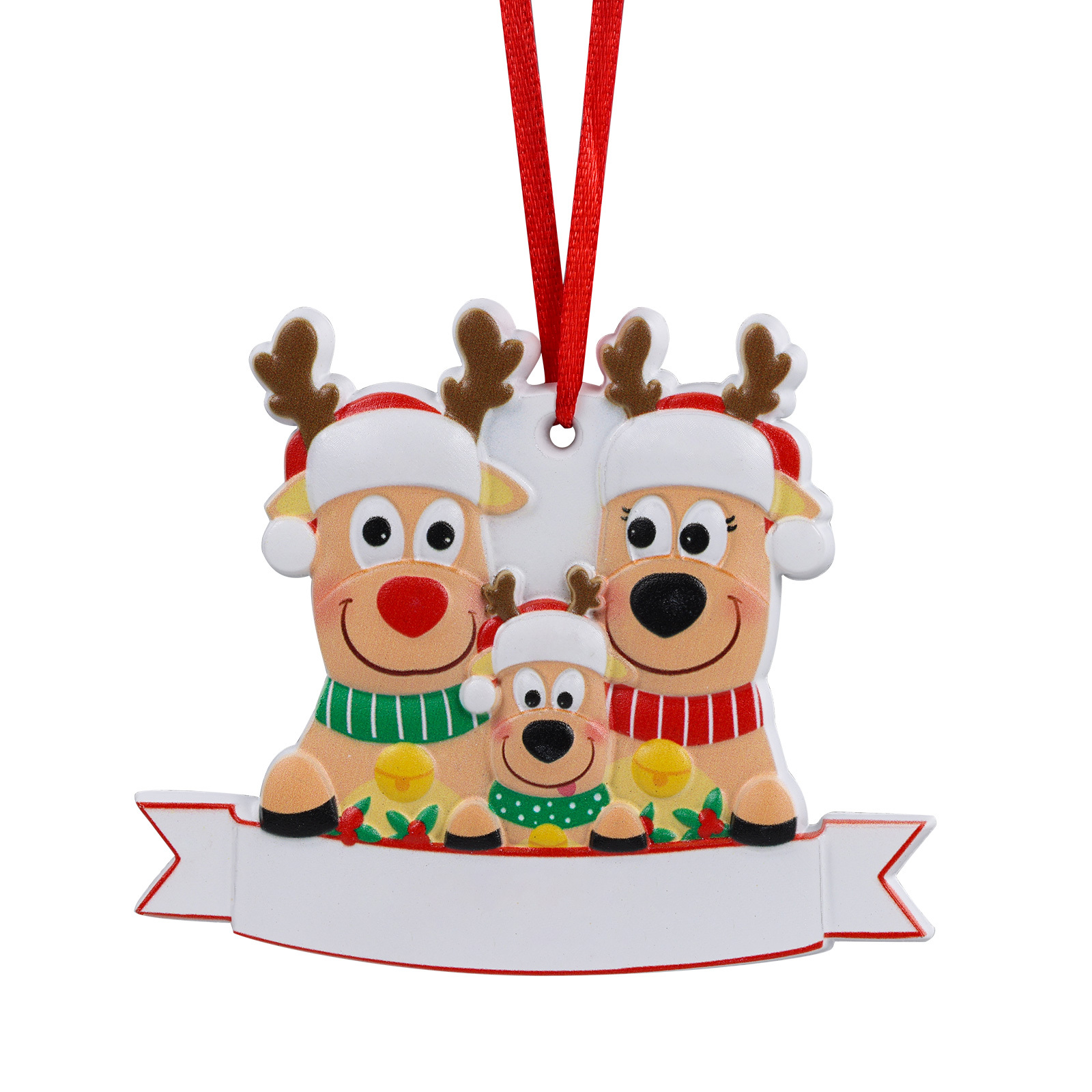 Personalised 3 Names & Text Reindeer Christmas Ornament Resin Christmas Tree Pendant for Family-Jessemade AU