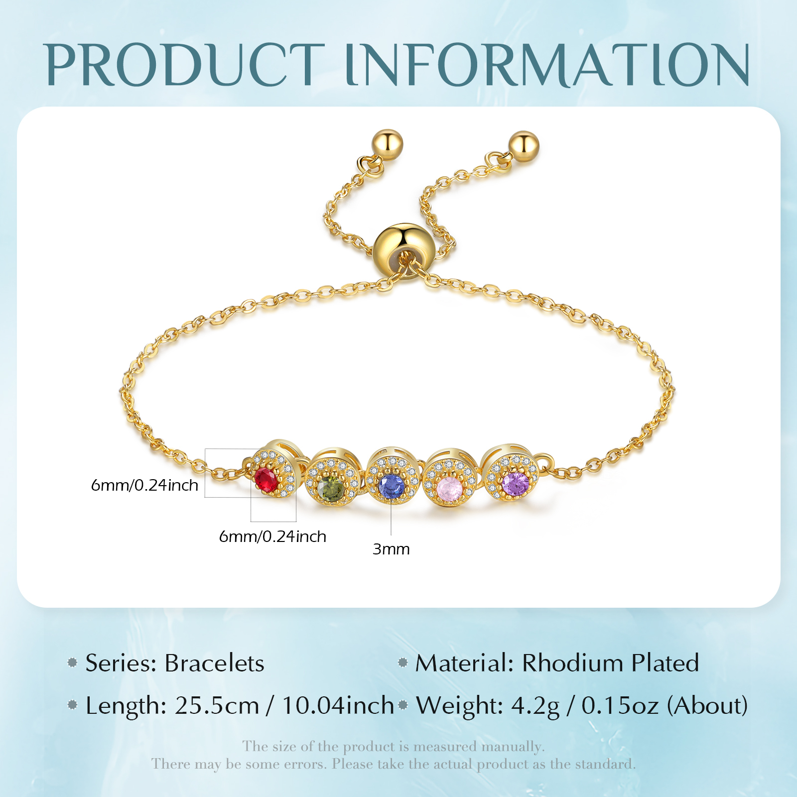 Personalised Women's Bracelet Customised 5 Birthstones Bracelets Birthday Mother's Day Gift for Her-Jessemade AU