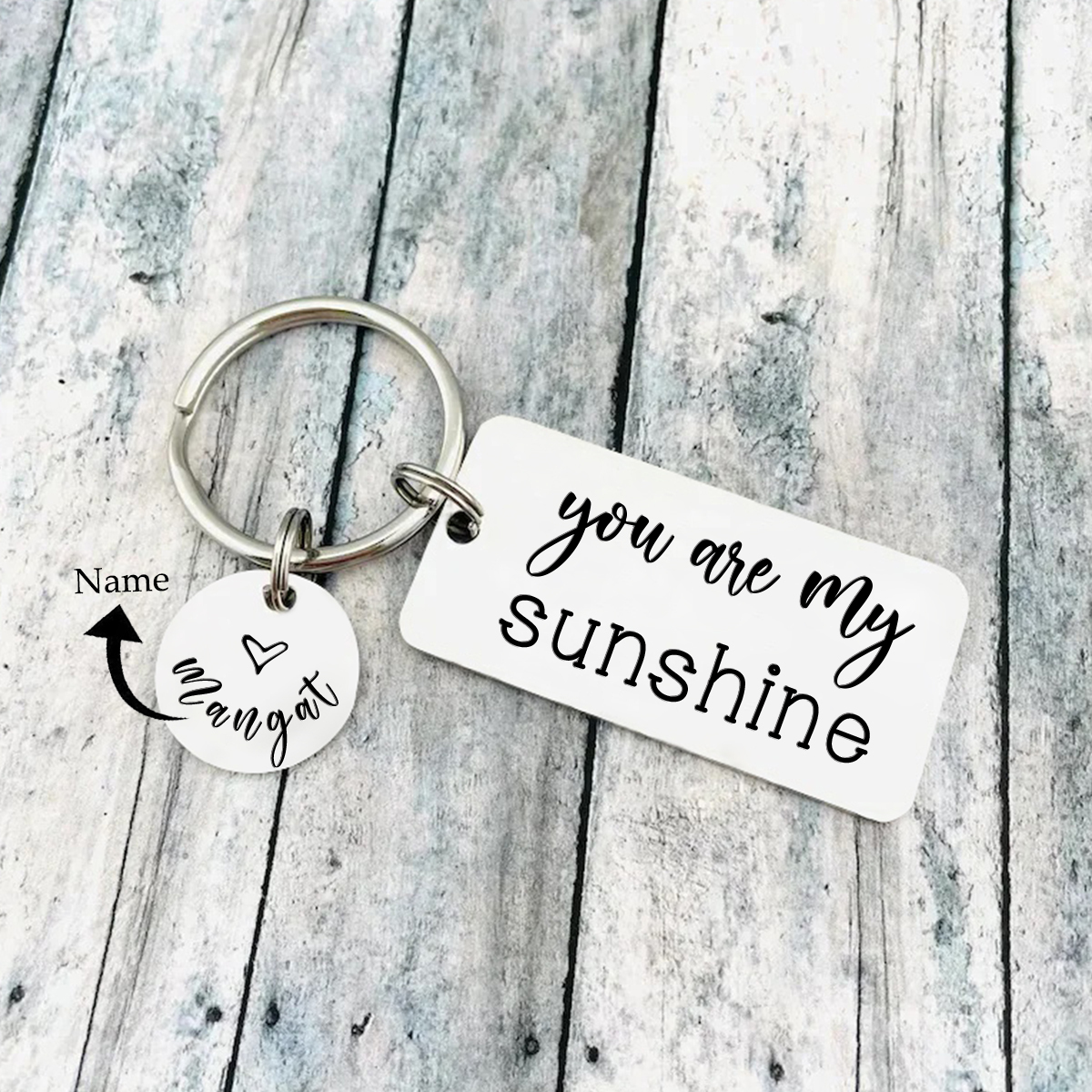 "You Are My Sunshine" Keychain Personalised Name Keyring Gifts for Her/Him-Jessemade AU