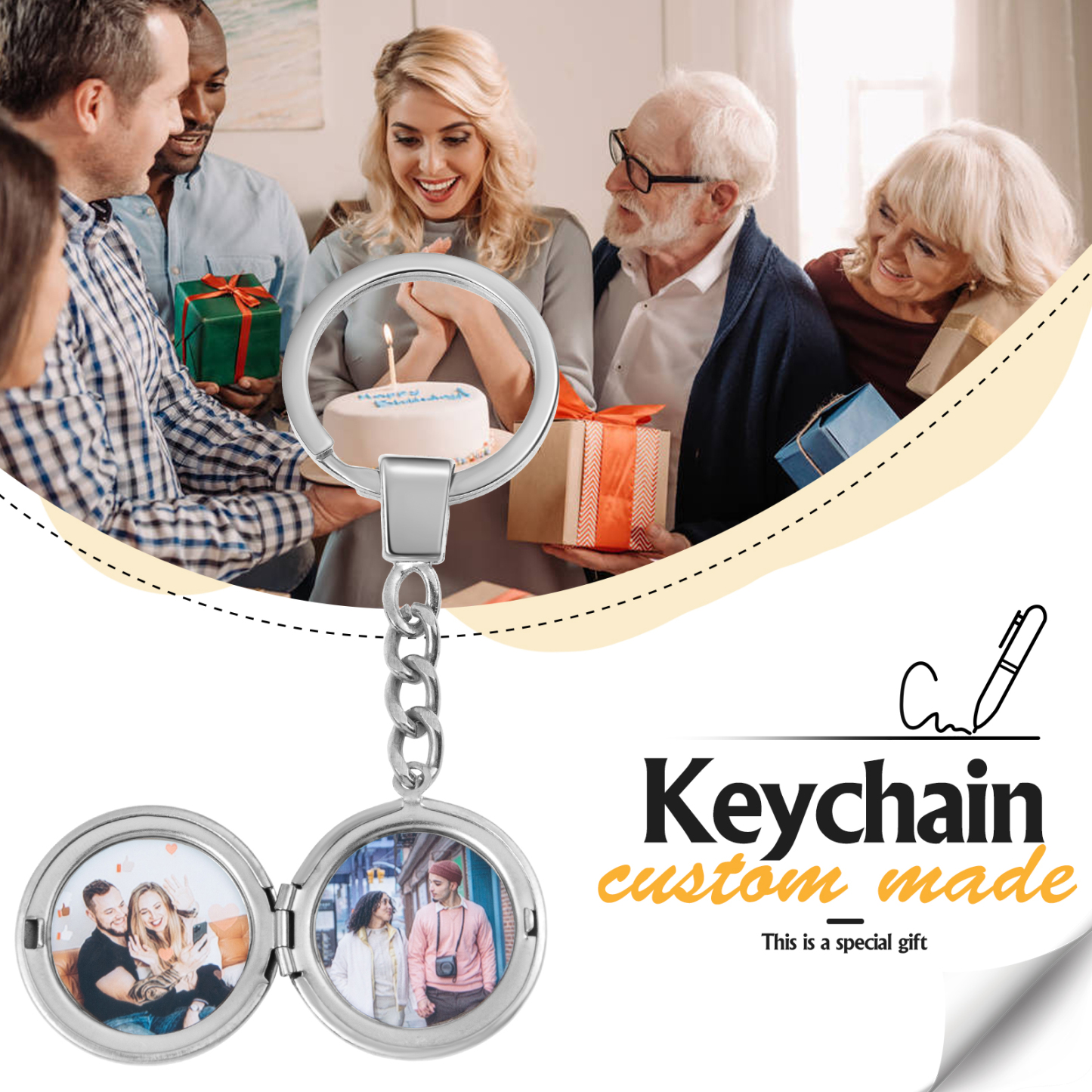 Personalised Photo Keychain Custom 2 Photos Gifts For Him-Jessemade AU