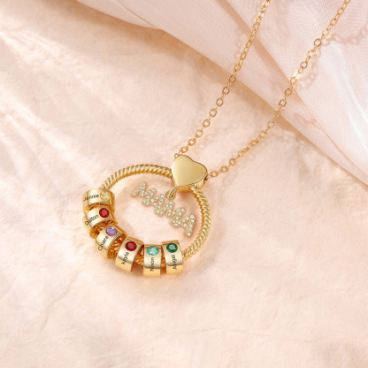 6 Names - Personalised Mama Circle Pendant Necklace Custom Names & Birthstones Necklace Mother's Day Gifts-Jessemade AU