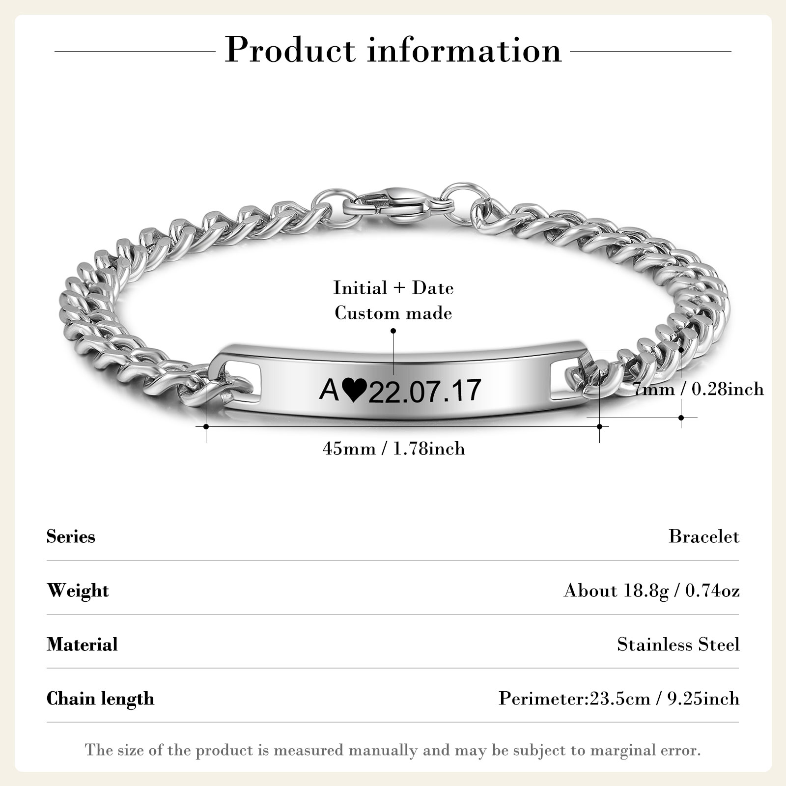 2024 Valentines Day Gifts Personalised Cuban Chain Bracelet Custom Text Women's Bracelet for Him-Jessemade AU