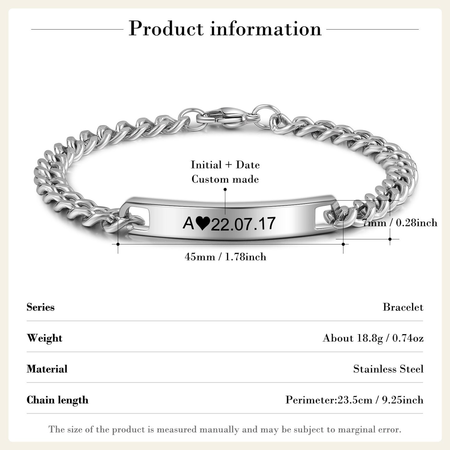 2024 Valentines Day Gifts Personalised Cuban Chain Bracelet Custom Text Women's Bracelet for Him-Jessemade AU