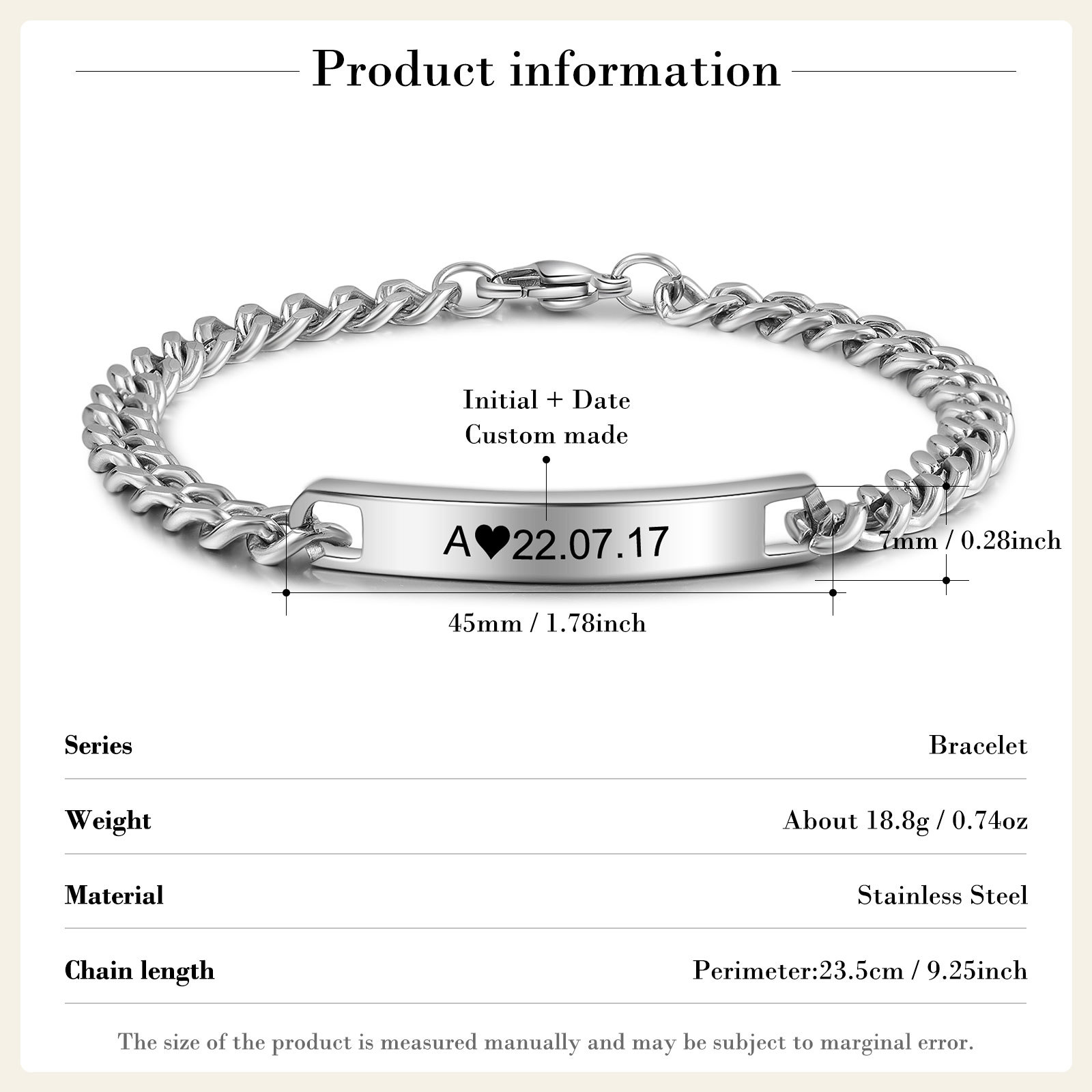 2024 Valentines Day Gifts Personalised Cuban Chain Bracelet Custom Text Women's Bracelet for Him-Jessemade AU