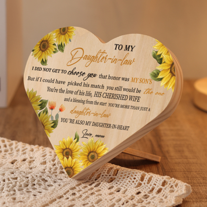 To My Daughter-In-Law Wooden Heart Keepsake Desktop Ornament-I Did Not Get To Choose You-Jessemade AU