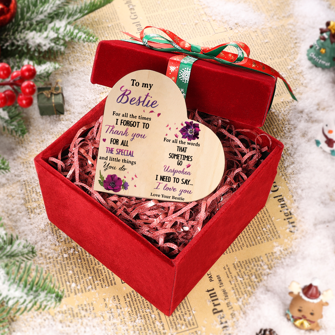 To My Bestie Violet Flower Heart Candle Holder "I Need To Say I Love You" Wooden Candlestick-Jessemade AU