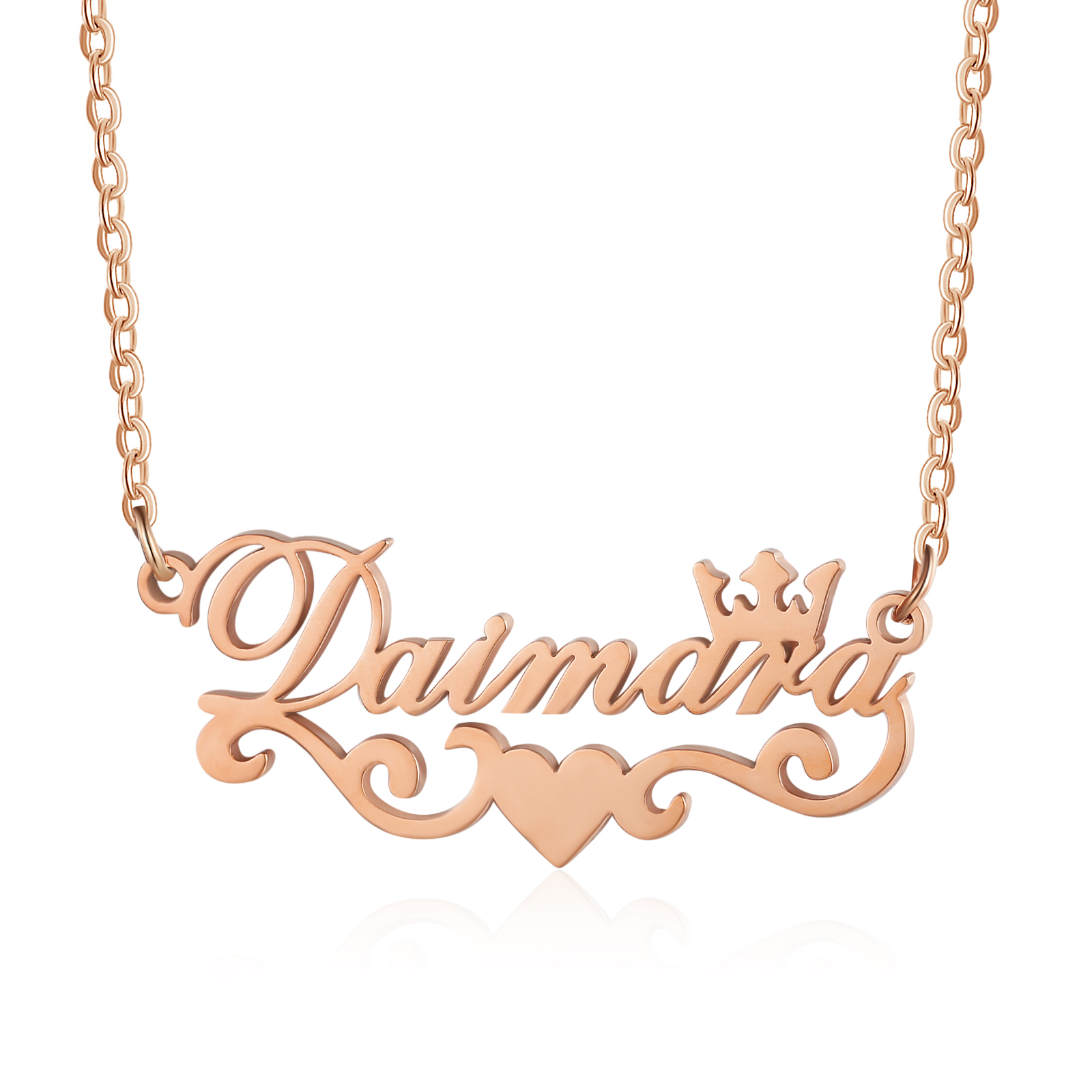 Crown Name Necklace Heart Personalised Name Necklaces Christmas Gift-Jessemade AU