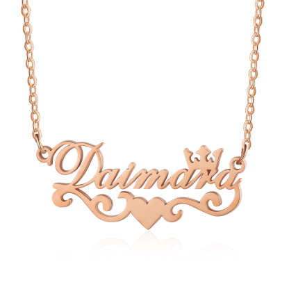 Crown Name Necklace Heart Personalised Name Necklaces Christmas Gift-Jessemade AU