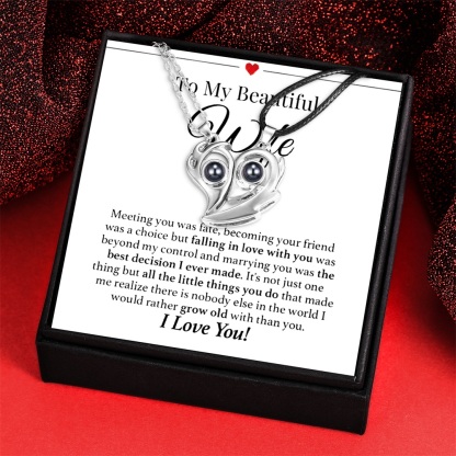 Personalised 100 Languages "I Love You" Heart Projection Necklace Custom Photo Gifts For Her-Jessemade AU
