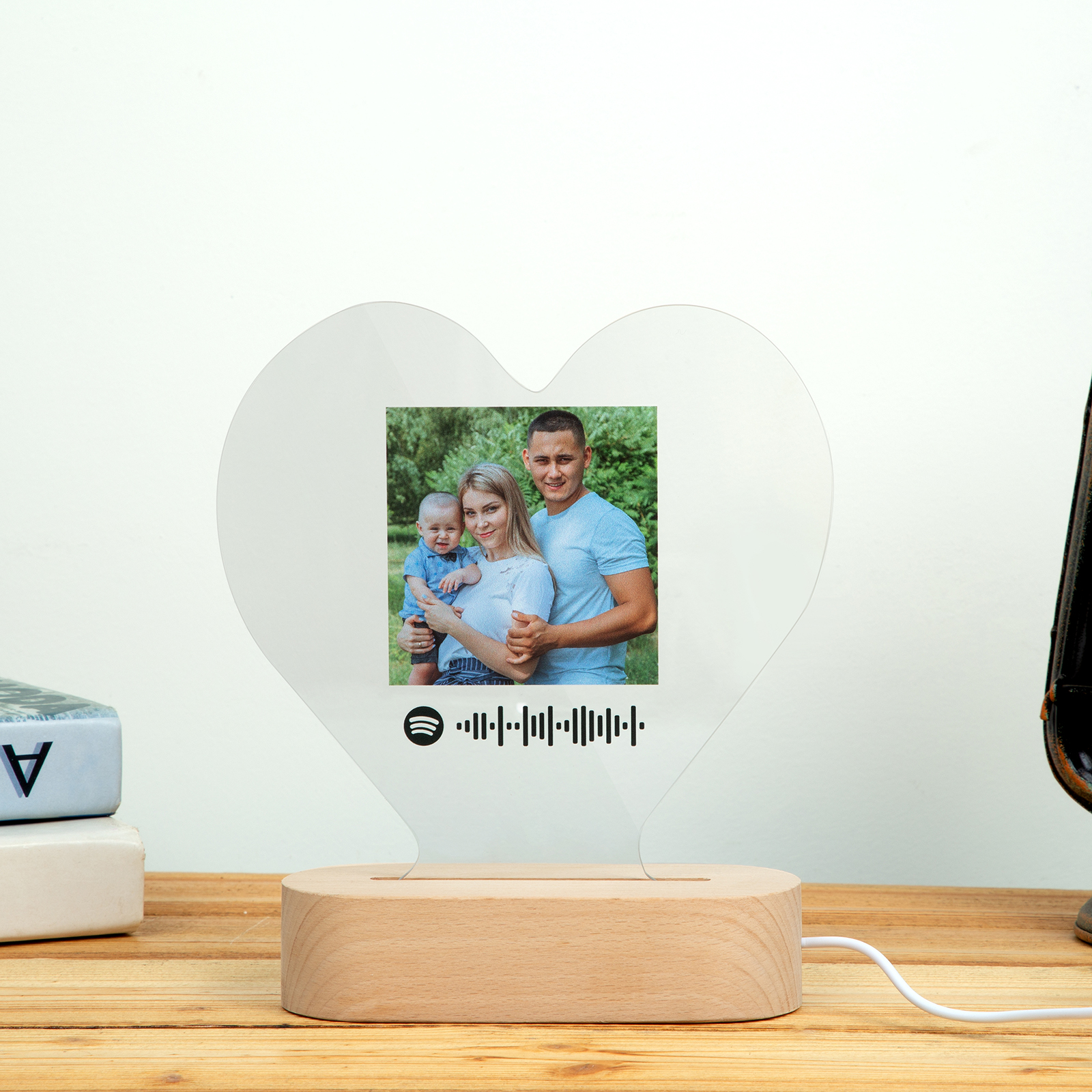 Personalised Spotify Code Photo Heart LED Night Light-Jessemade AU