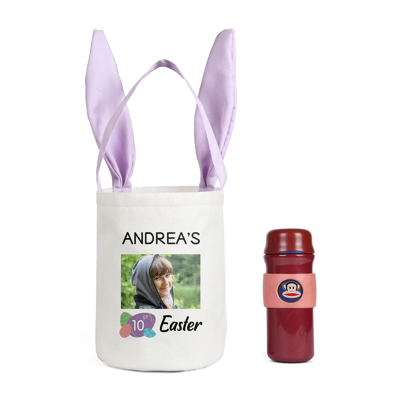 Personalised Photo Bunny Tote Bag Custom Name & Text & Number Bucket Bag Bunny Basket Easter Gifts-Jessemade AU