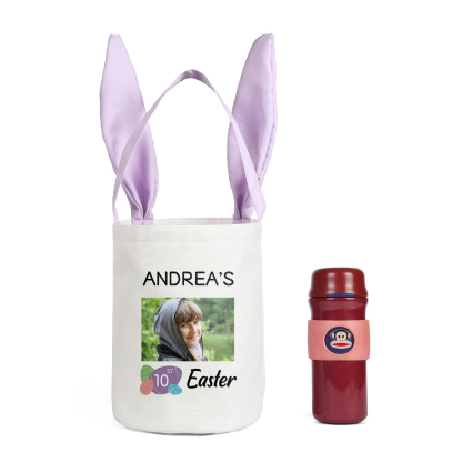 Personalised Photo Bunny Tote Bag Custom Name & Text & Number Bucket Bag Bunny Basket Easter Gifts-Jessemade AU