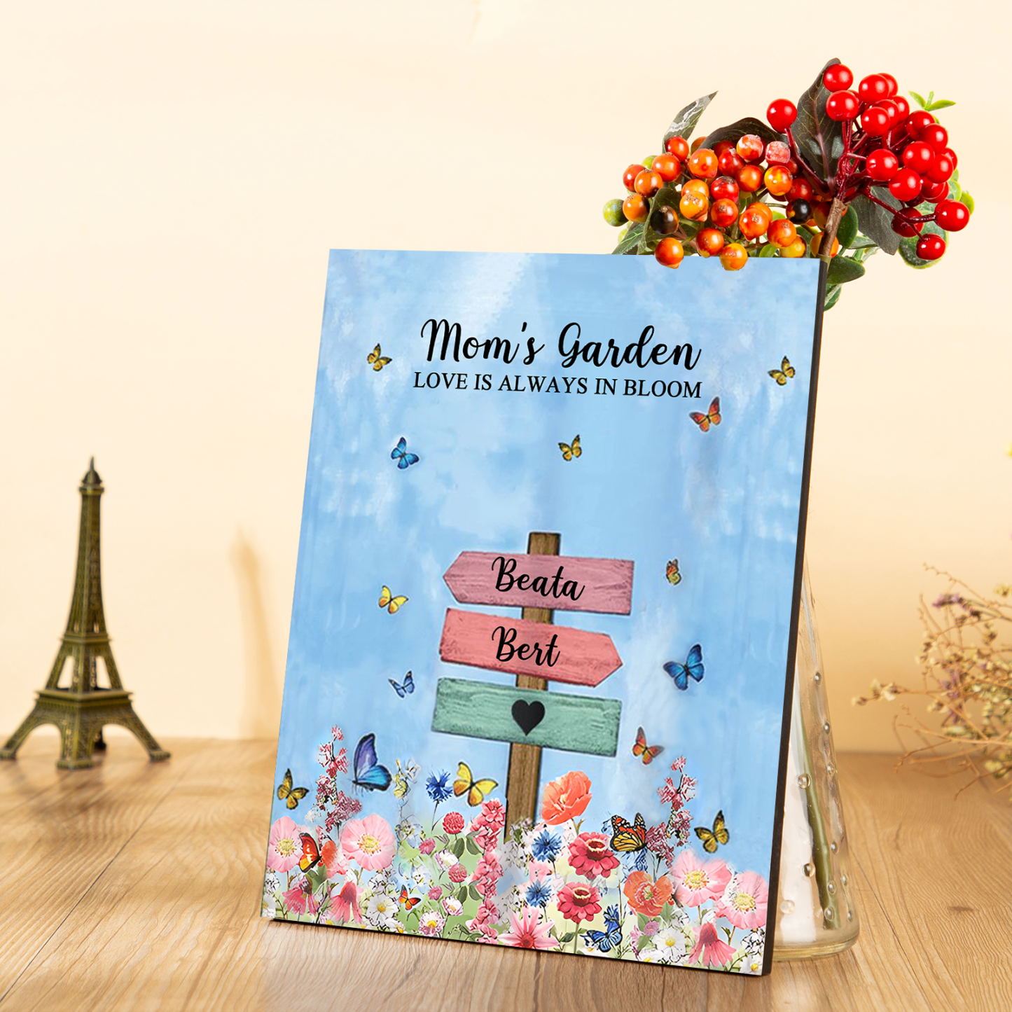 2 Names - Personalised Wooden Plaque Garden Custom Text Home Decoration Gift for Mother/Grandma-Jessemade AU