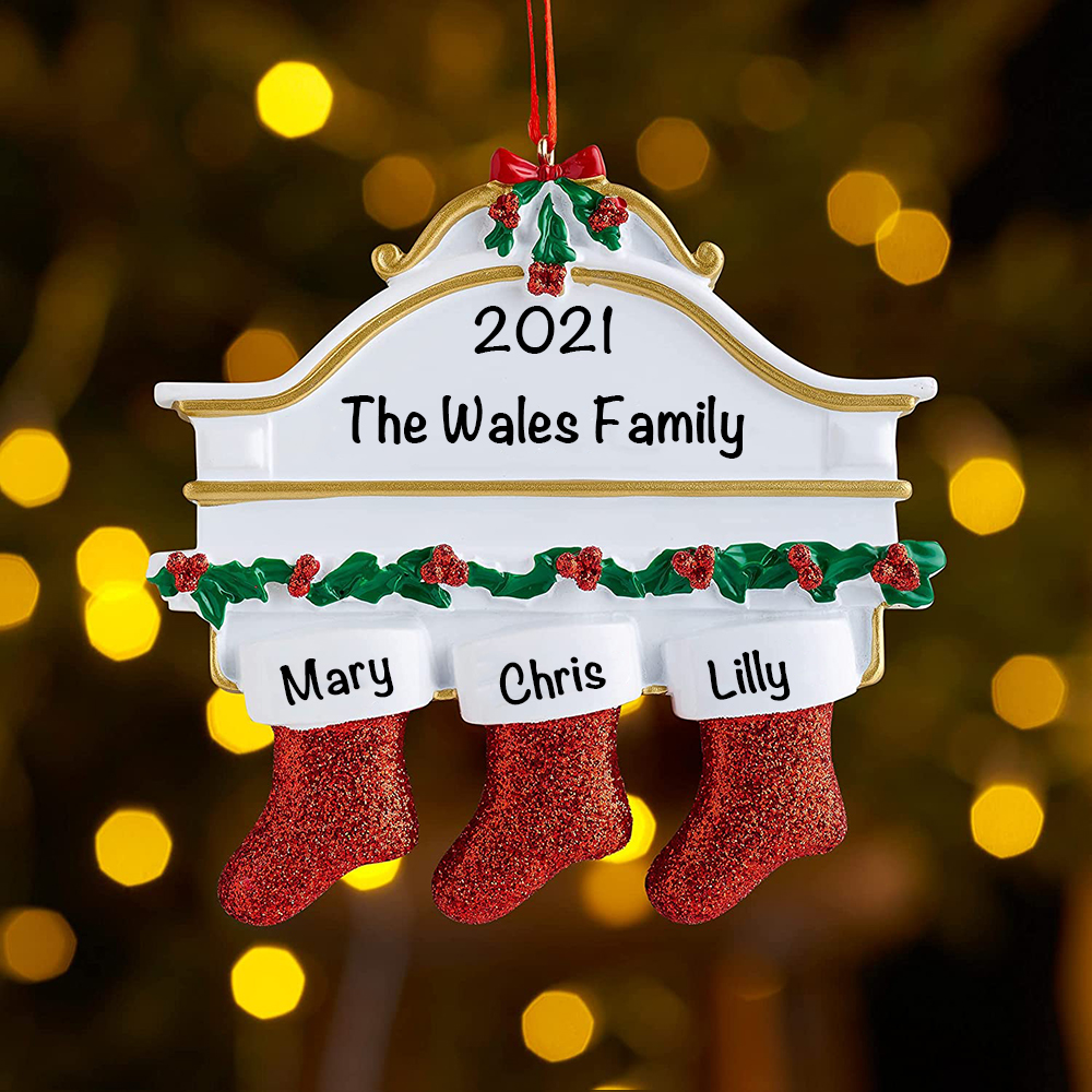 Personalised Red Stockings Ornament Custom 3 Names Gifts for Family-Jessemade AU