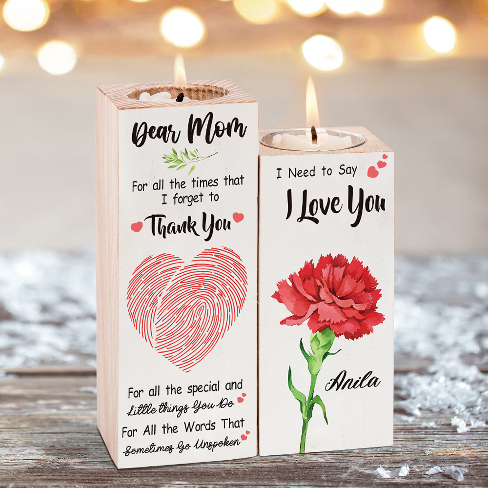 Dear Mum/Mom Candle Holder Custom Name Wooden Candlestick - For All The Times That I Forget To Thank You-Jessemade AU