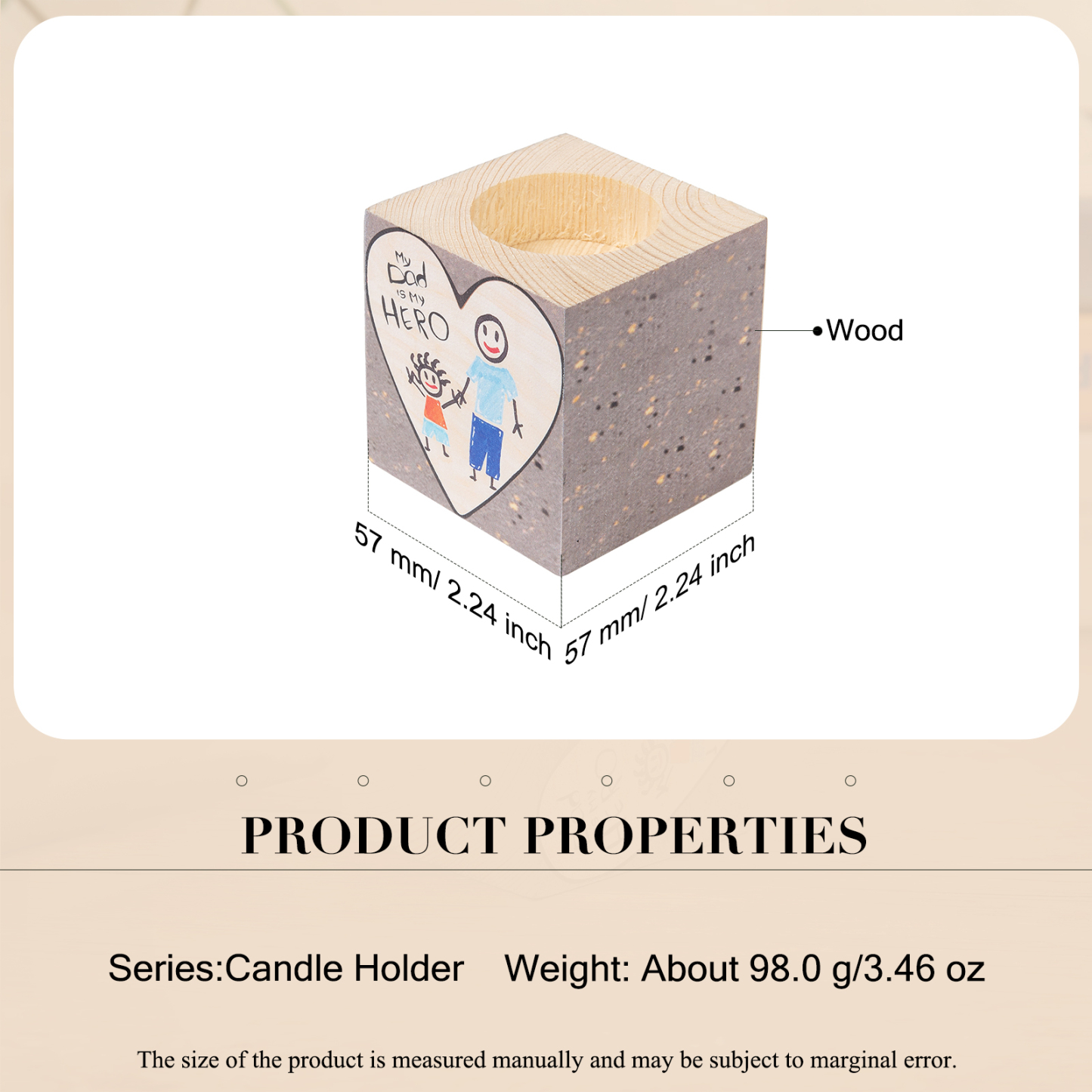 Personalised Graffiti Block Candle Holder My Dad is My Hero Wooden Candlesticks-Jessemade AU