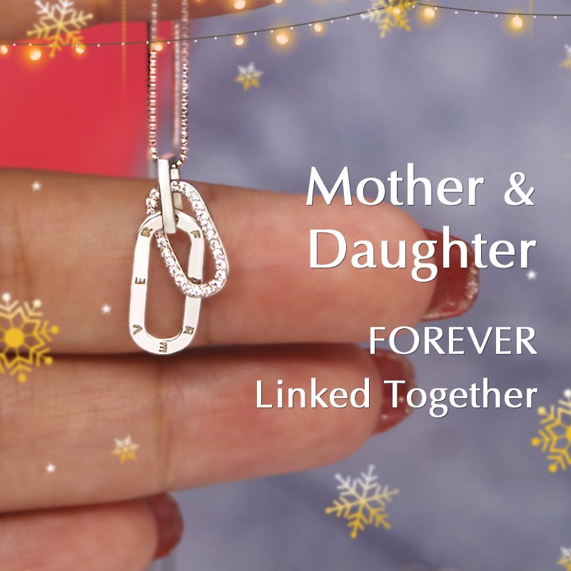 Mother & Daughter Forever Linked Together Necklace in Silver-Jessemade AU
