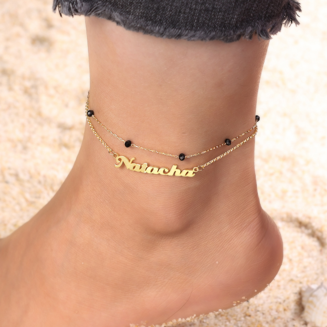 Double Stranded-Personalised Name Anklet For Her-Jessemade AU