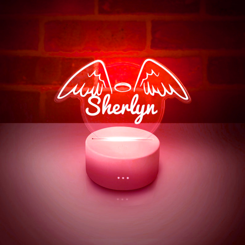 Personalised 7 Colours Changing Night Light Custom Name Wings LED Lamp Gifts For Kids-Jessemade AU