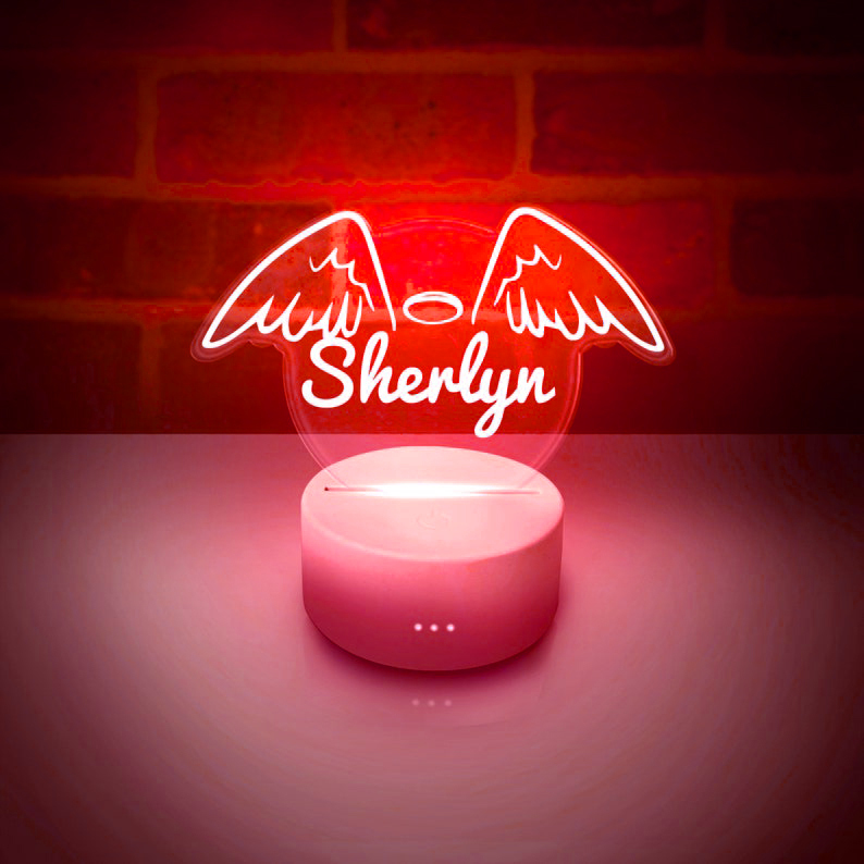 Personalised 7 Colours Changing Night Light Custom Name Wings LED Lamp Gifts For Kids-Jessemade AU