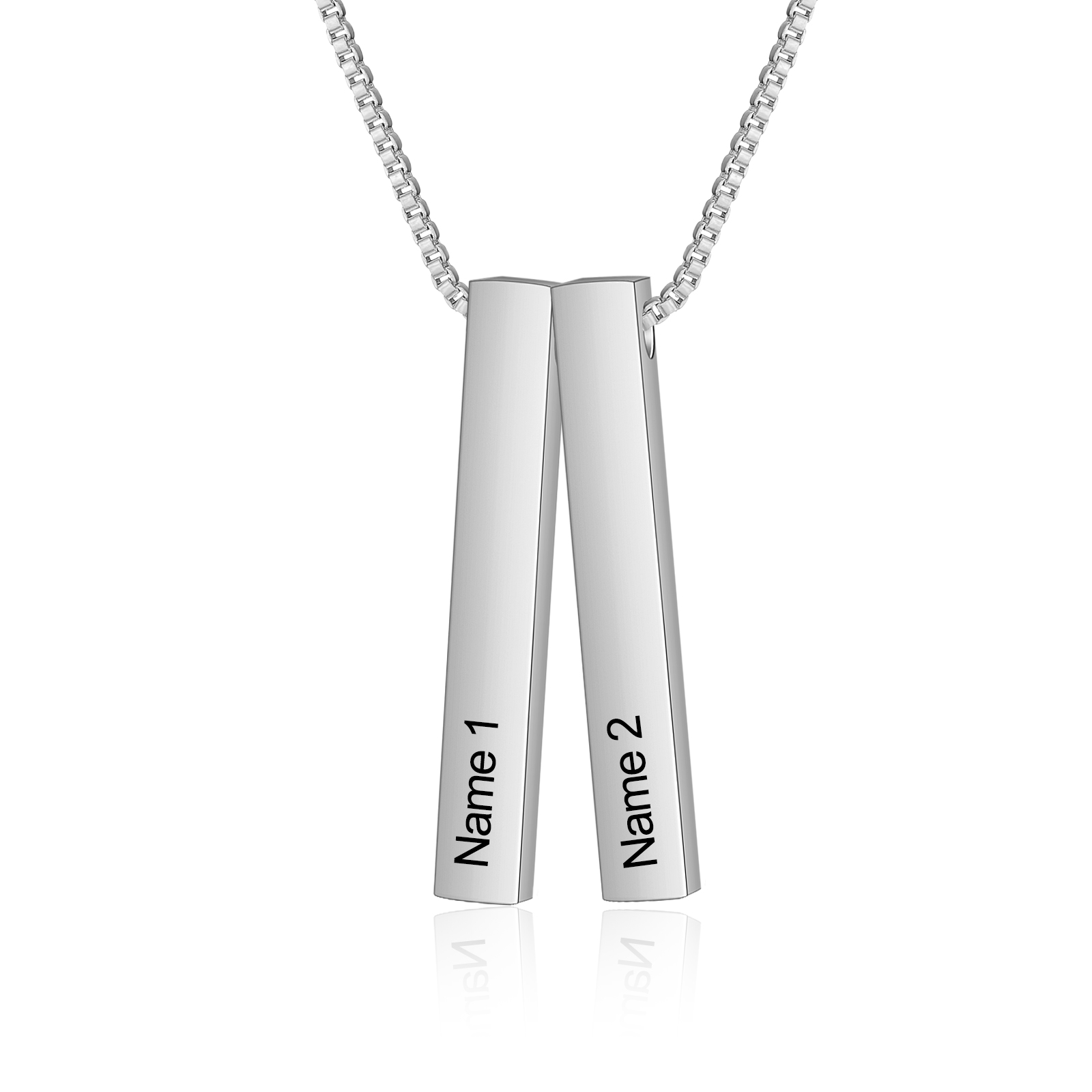 Vertical Bar Necklace Personalised 2 Names 3D Bar Necklace-Jessemade AU