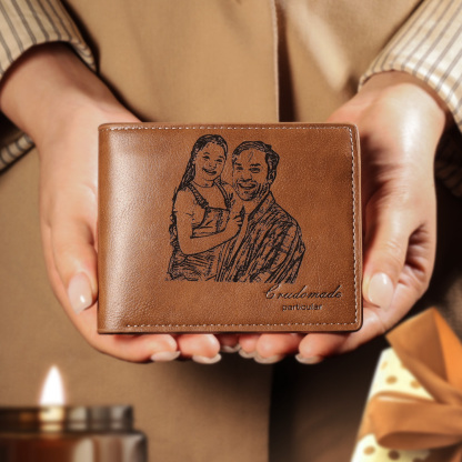 Personalised Leather Wallet Engraved Photo Short Purse Gifts For Men-Jessemade AU