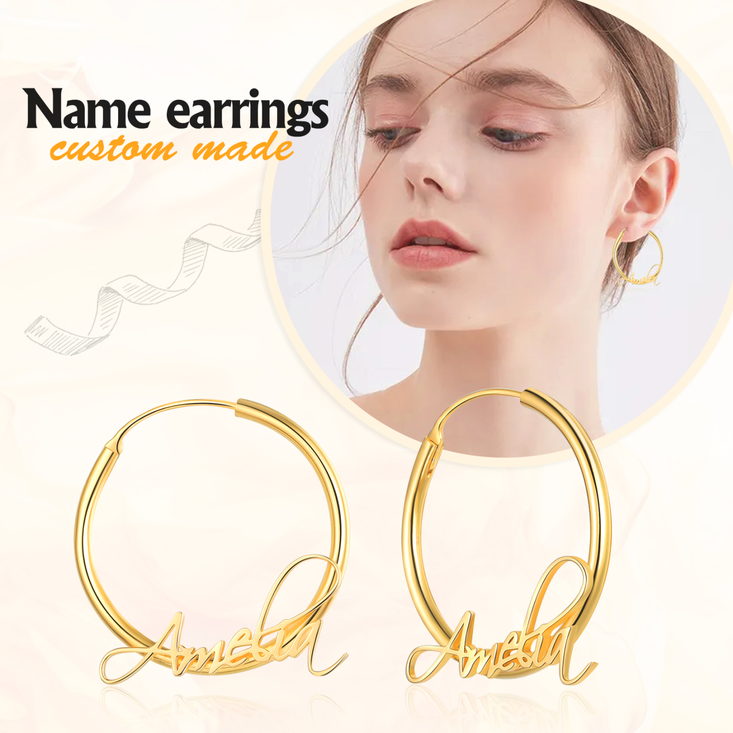 Personalised Name Circle Earring Customised Women's Hoop Earrings Gifts for Her-Jessemade AU