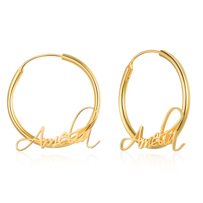 Personalised Name Circle Earring Customised Women's Hoop Earrings Gifts for Her-Jessemade AU