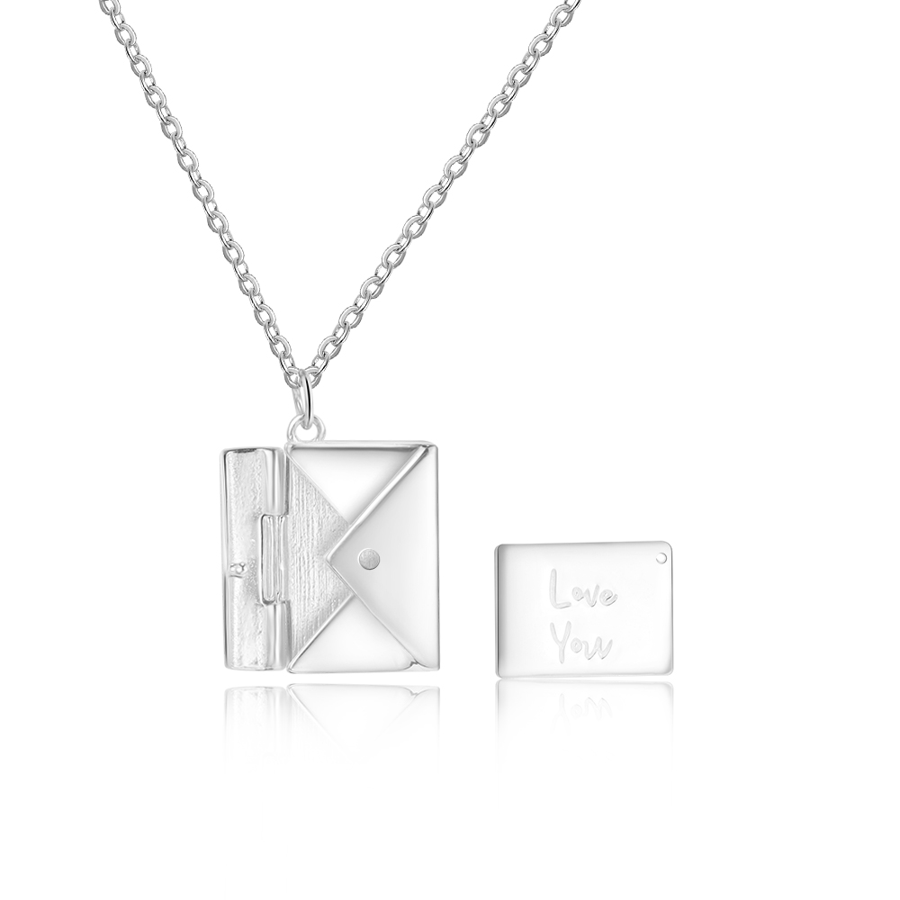 925 Sterling Silver Rose Gold  Love Letter Envelope Necklace