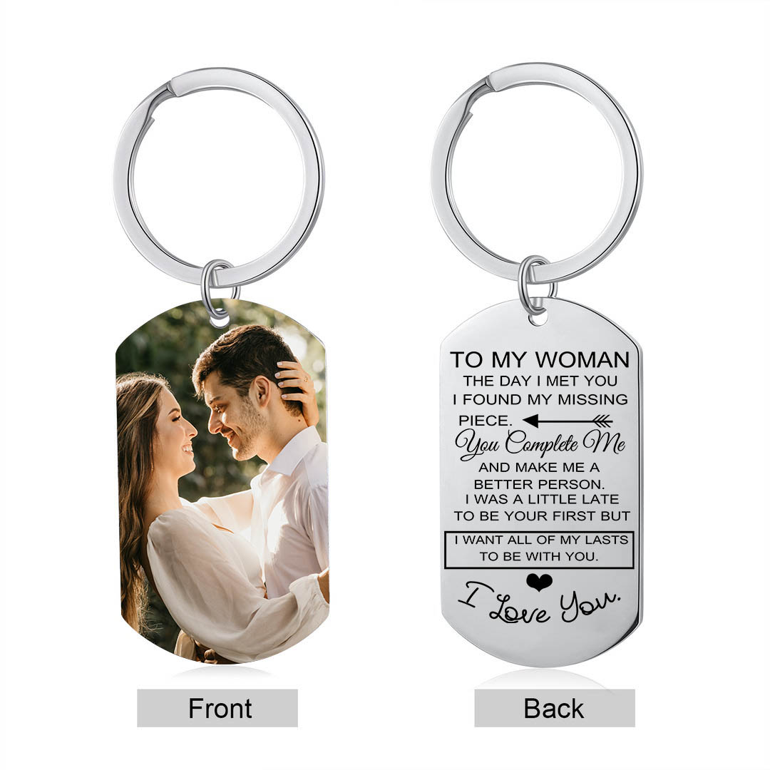 To My Wife/Husband Custom Photo Keyring Couple Keychain Stainless Steel Keychain Valentine's Day Gift for Couples-Jessemade AU