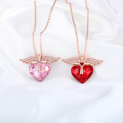 Heart-shaped Crystal Necklace Birthstone Necklace Gifts For Her-Jessemade AU