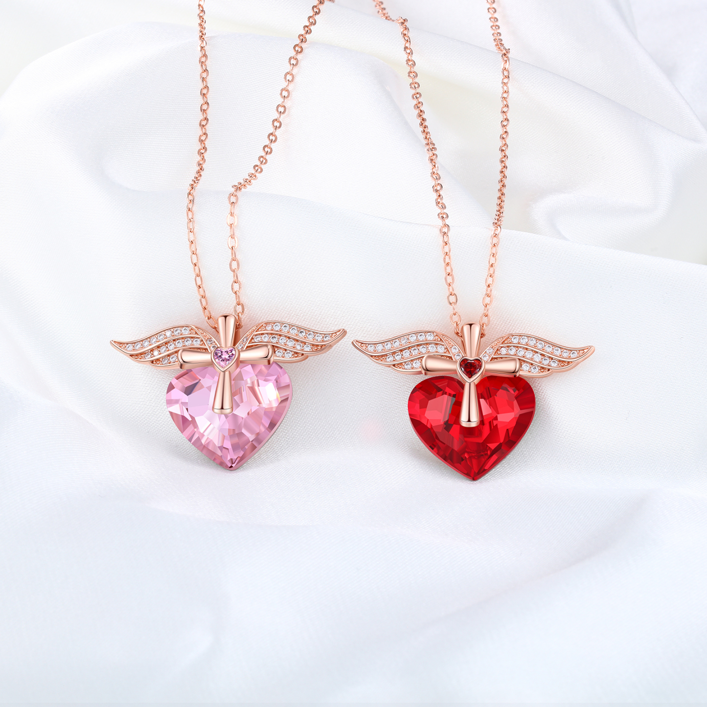Heart-shaped Crystal Necklace Birthstone Necklace Gifts For Her-Jessemade AU