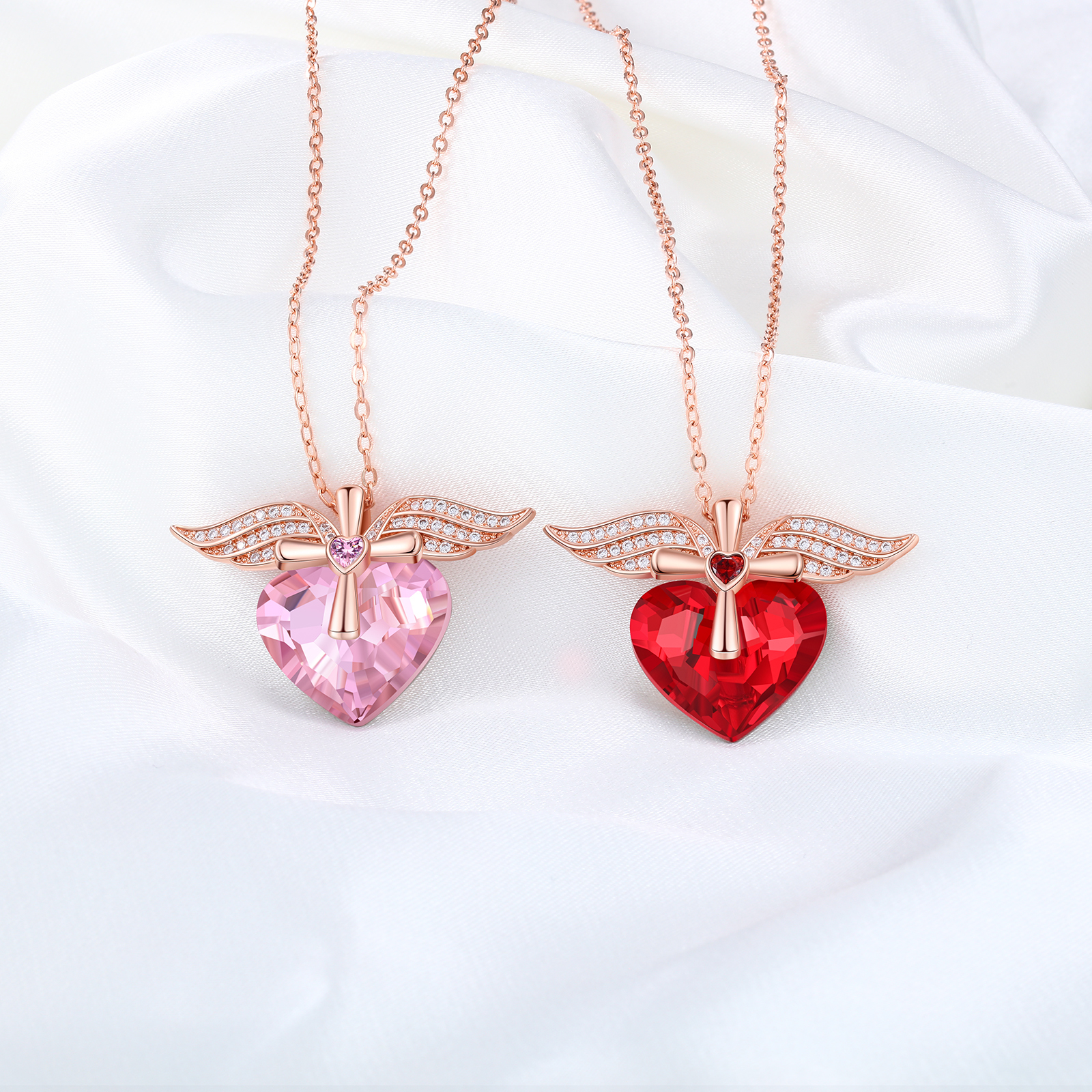 Heart-shaped Crystal Necklace Birthstone Necklace Gifts For Her-Jessemade AU