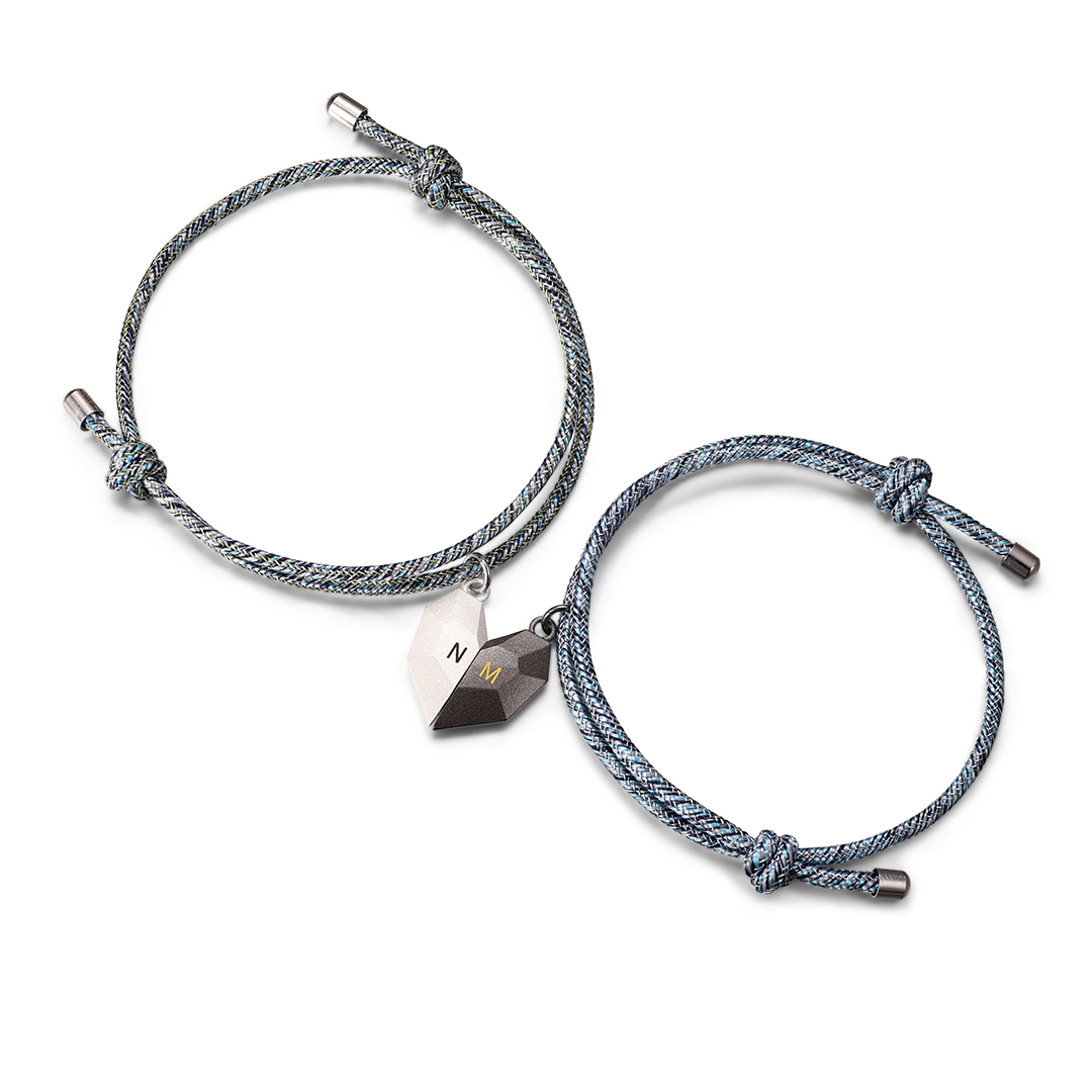 Personalised Two Souls One Heart Bracelet Couple Magnetic Bracelet Set-Jessemade AU