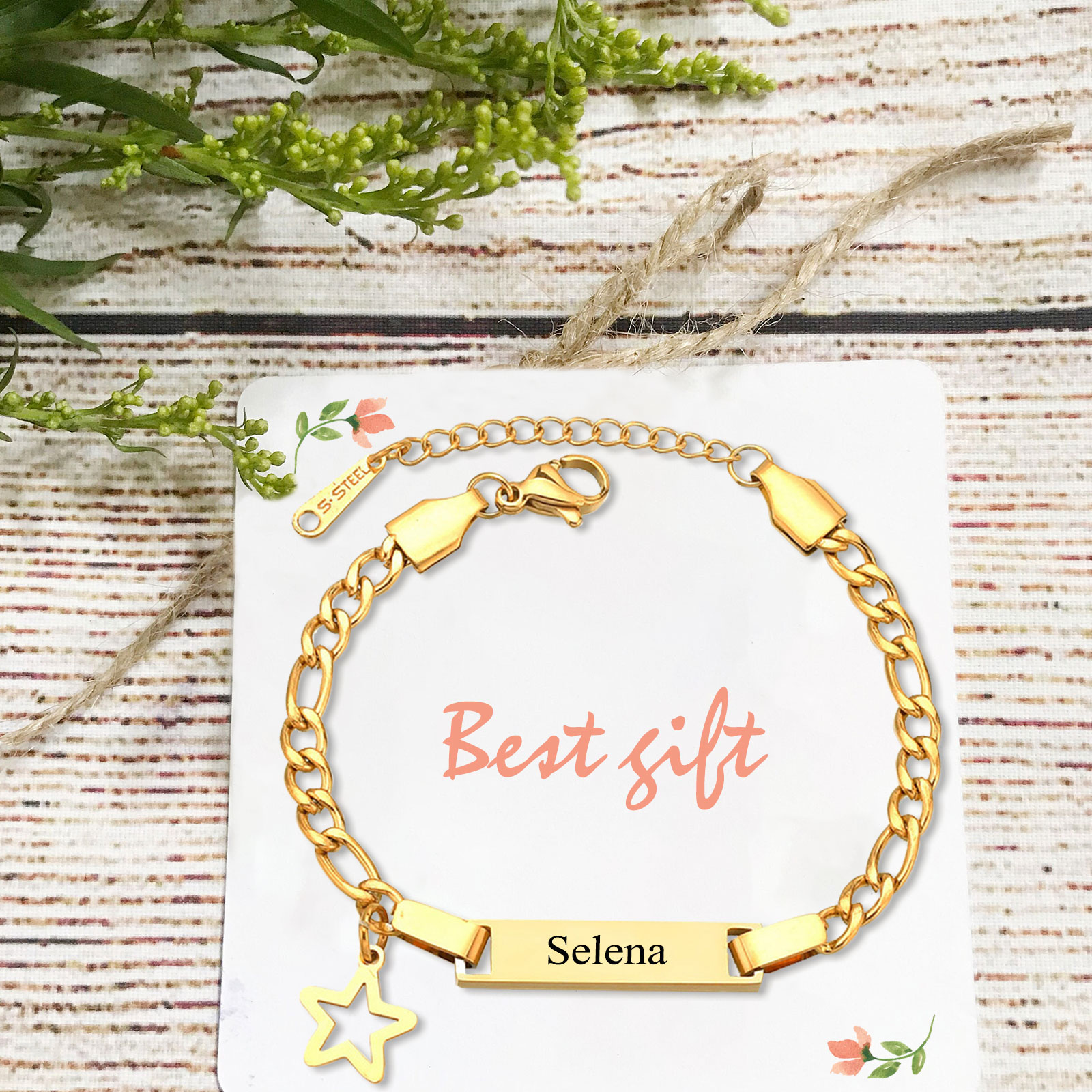 Custom Name Bracelet Personalised Cuban Chain Bracelet Star Bracelet Love Gifts-Jessemade AU
