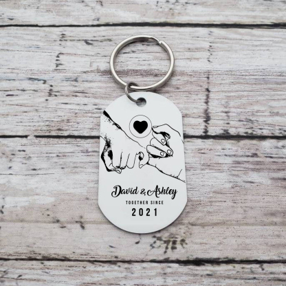 Personalised Couple Photo Keychain Custom 2 Names & Text & Year Keyring Pinky Swear Gift for Him/Her-Jessemade AU