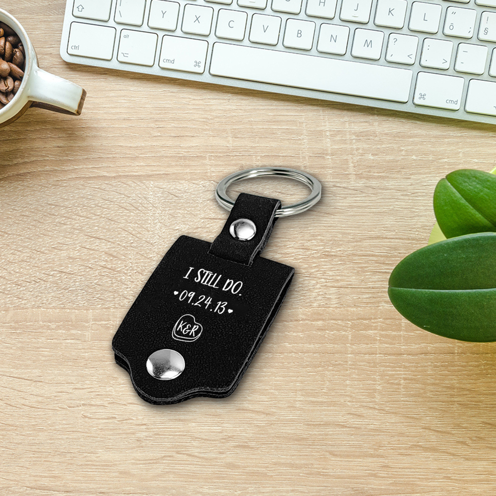 Personalised Photo Keychain "I Still Do" Custom Text & Date & 2 Letters Leather Keyring Gifts for Couples/Friends-Jessemade AU