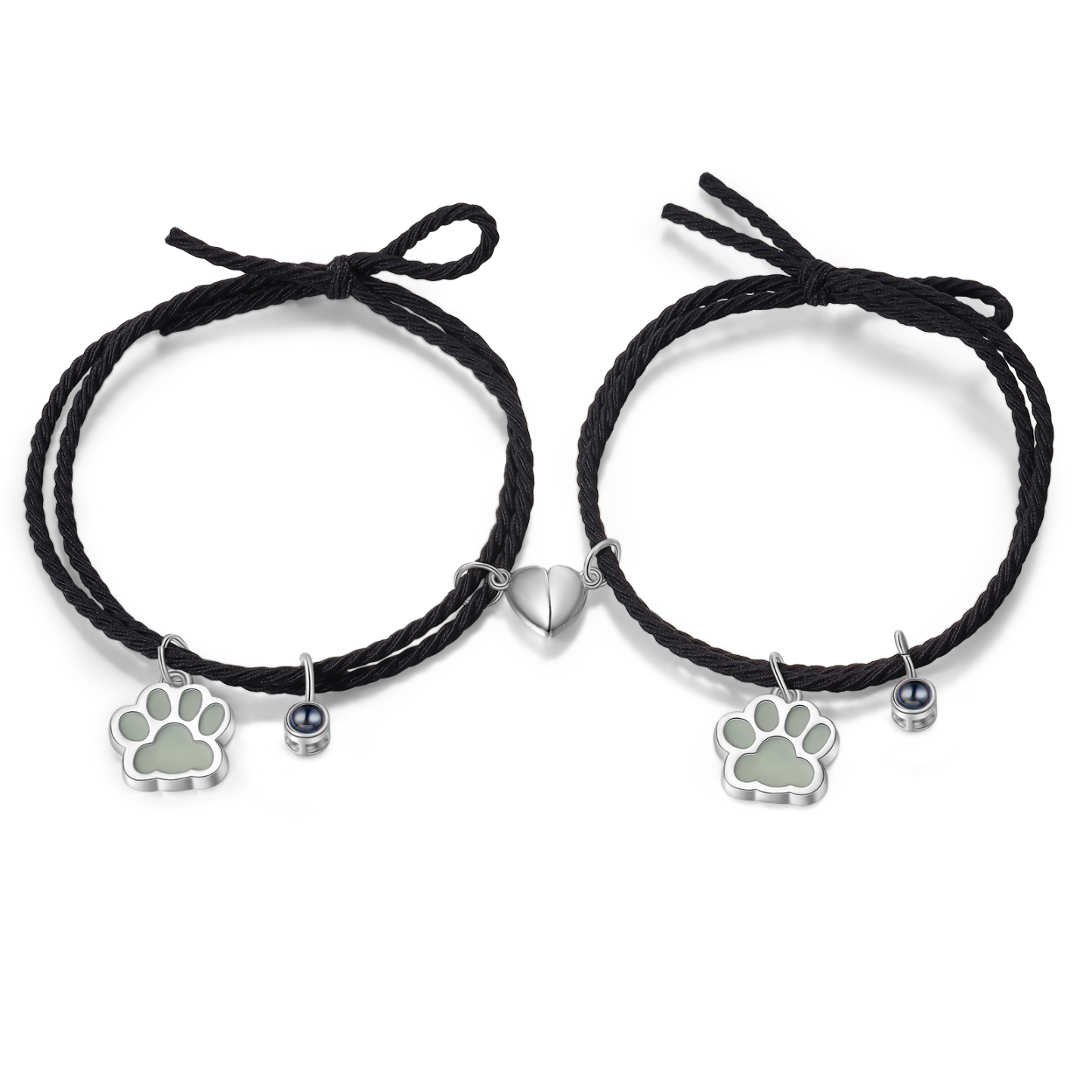 Personalised Photo Projection Bracelet Set Dog Paw Fluorescent Magnetic Bracelet Matching Gifts For Couples/Friends-Jessemade AU