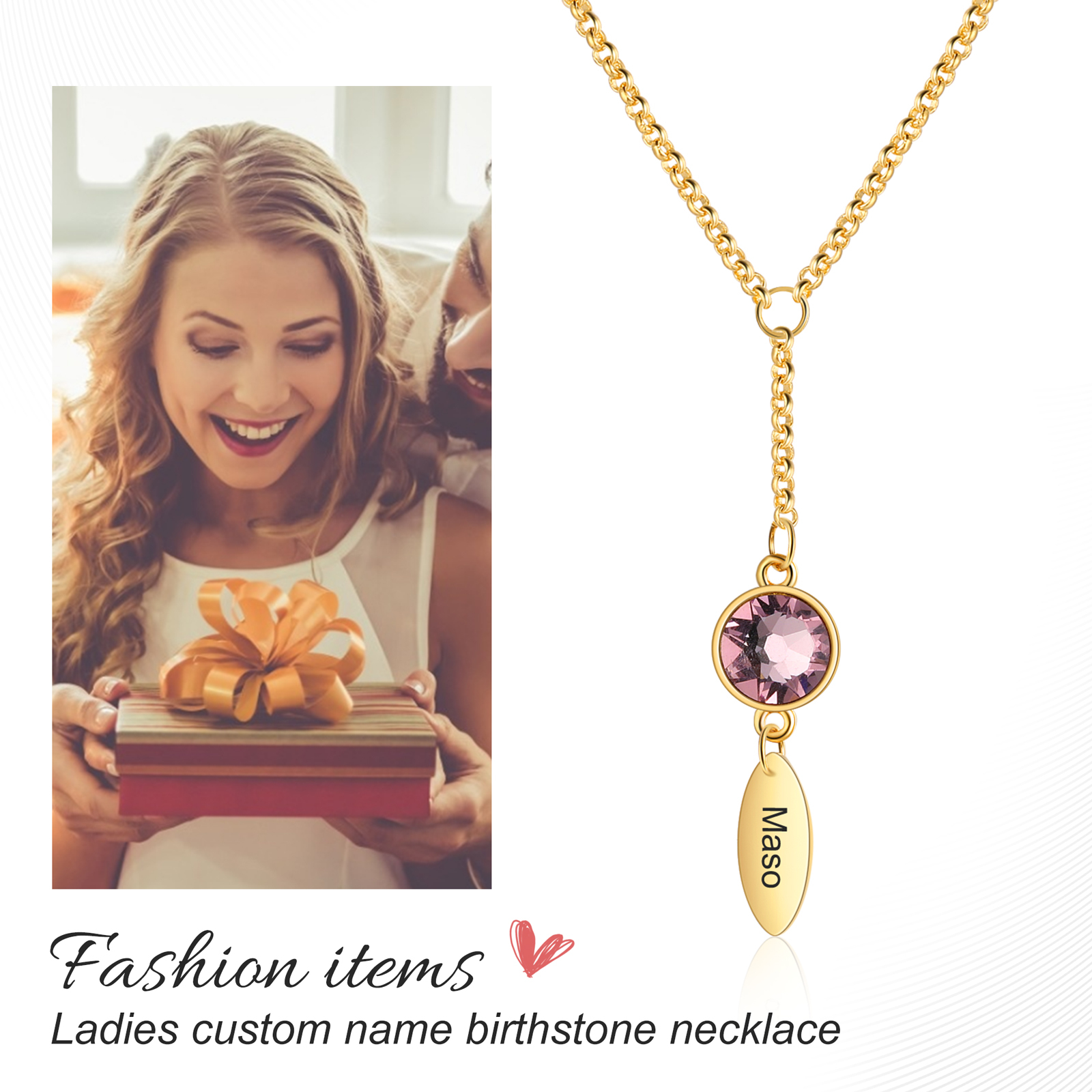 Personalised Bar Necklace With 1 Birthstones Engraved Name Necklace Best Gift For Mother-Jessemade AU