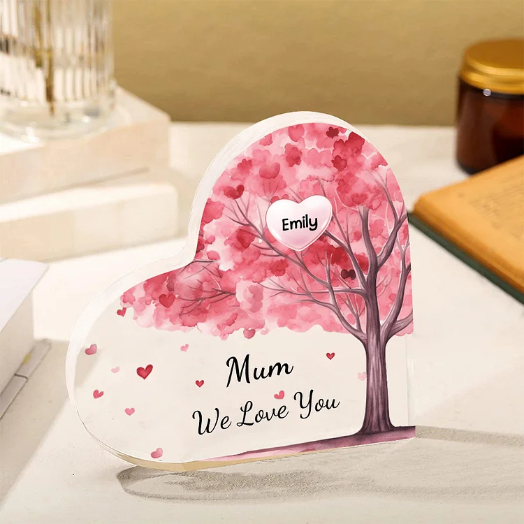1 Name - Personalised Acrylic Heart Keepsake Custom Text Pink Tree Ornaments Gifts for Grandma/Mother-Jessemade AU