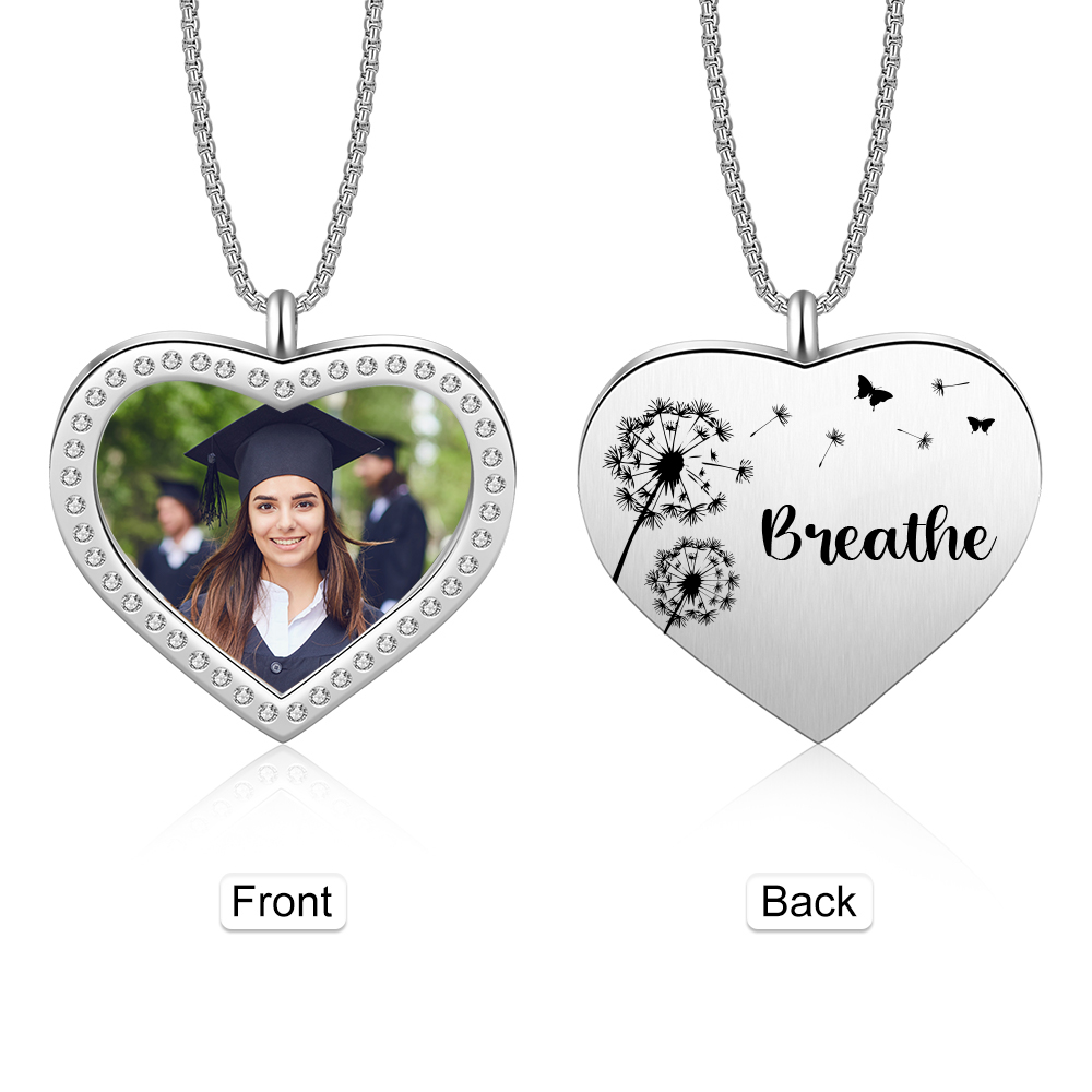 Personalised Graduation Necklace Custom Name & Photo Heart Pendant Necklace Gift for Her-Jessemade AU