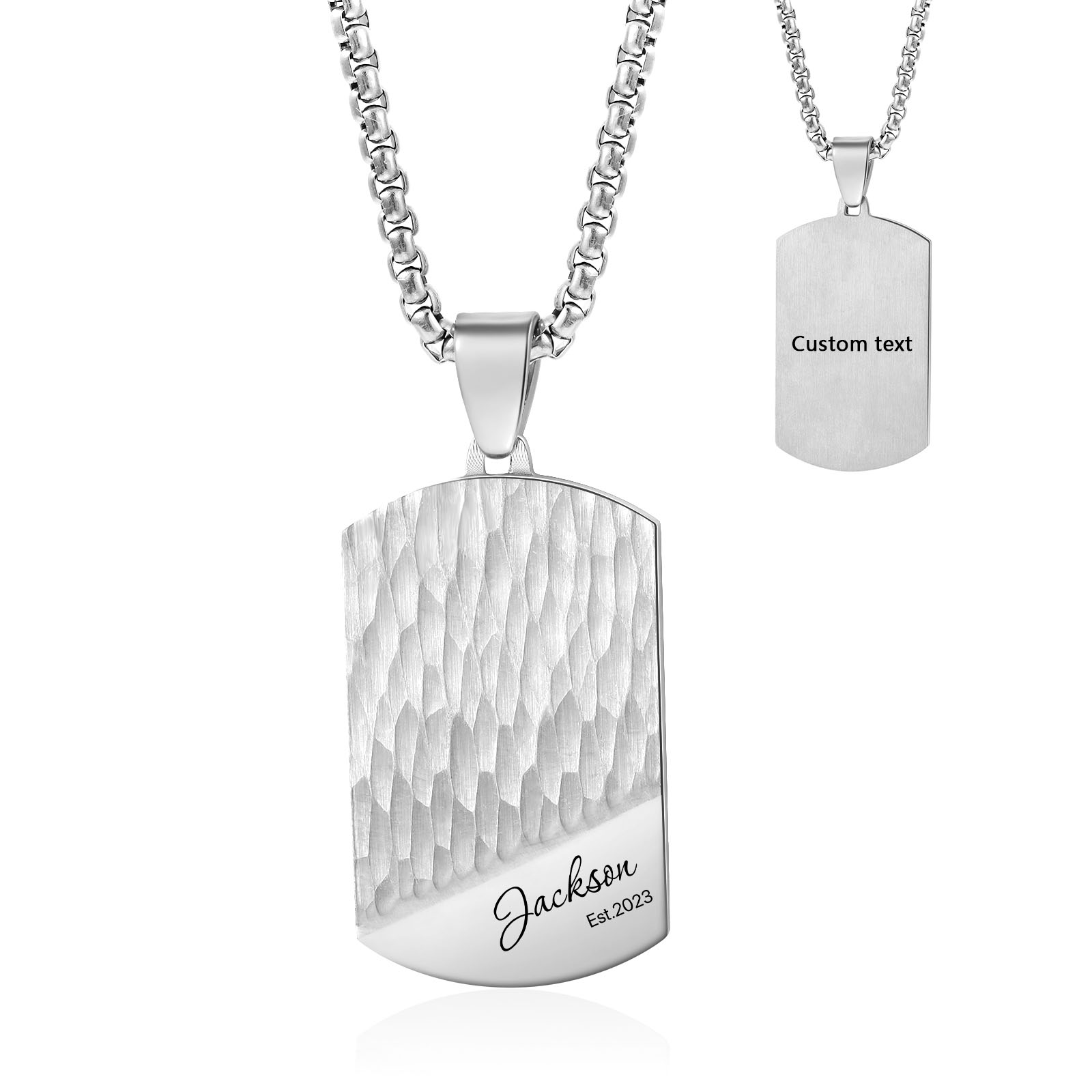 Personalised Men's Necklace Customised Name & Date & Text Dog Tag Necklace Stainless Steel Gift for Him-Jessemade AU